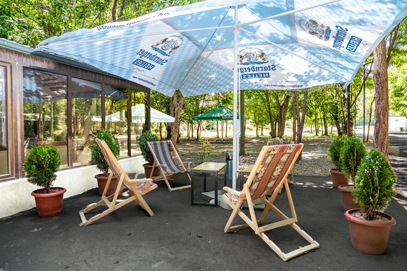 Deck chairs on the terrace